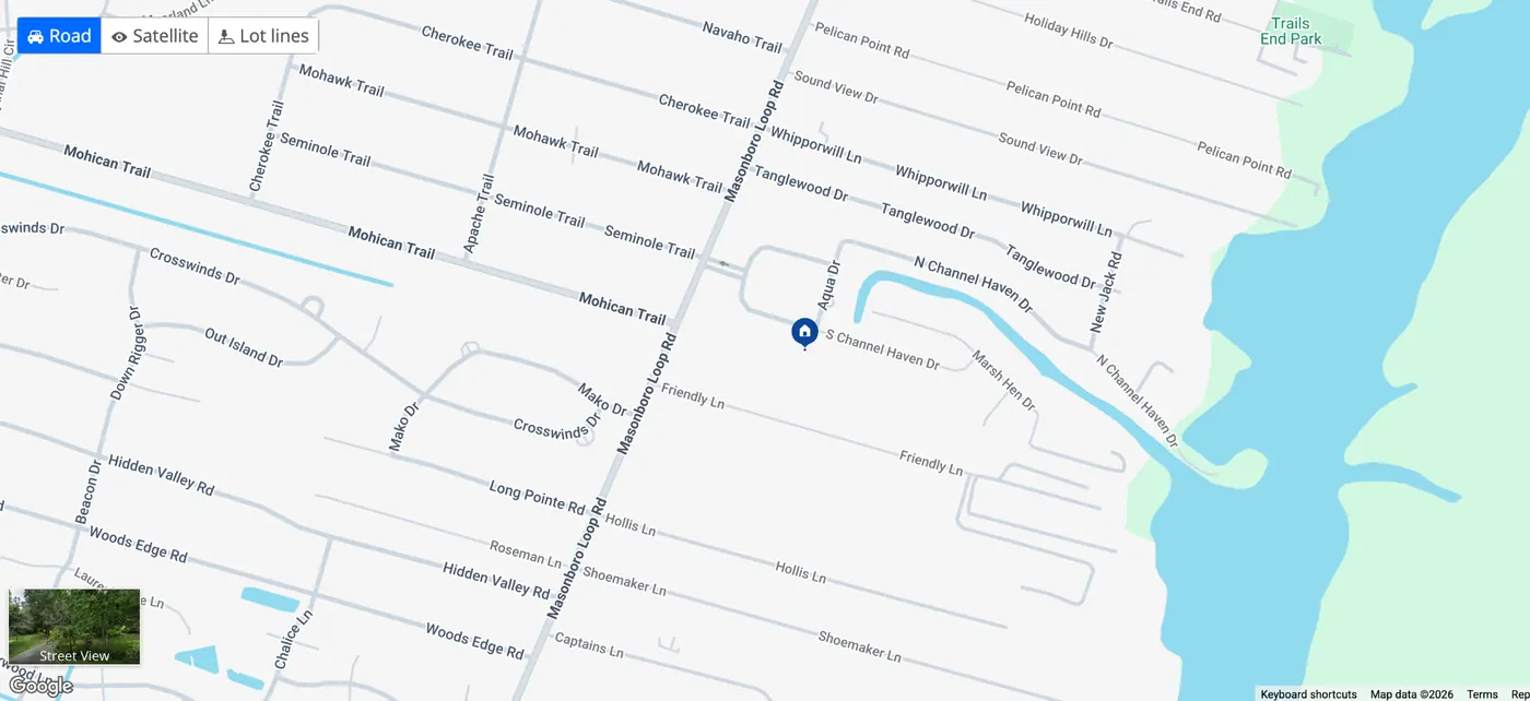 Map showing Channel Haven location near water access